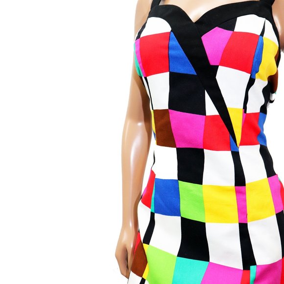 Leslie Fay SWEET HEART checkered FITTED wiggle dress Size 8/ 10 - Picture 6 of 7